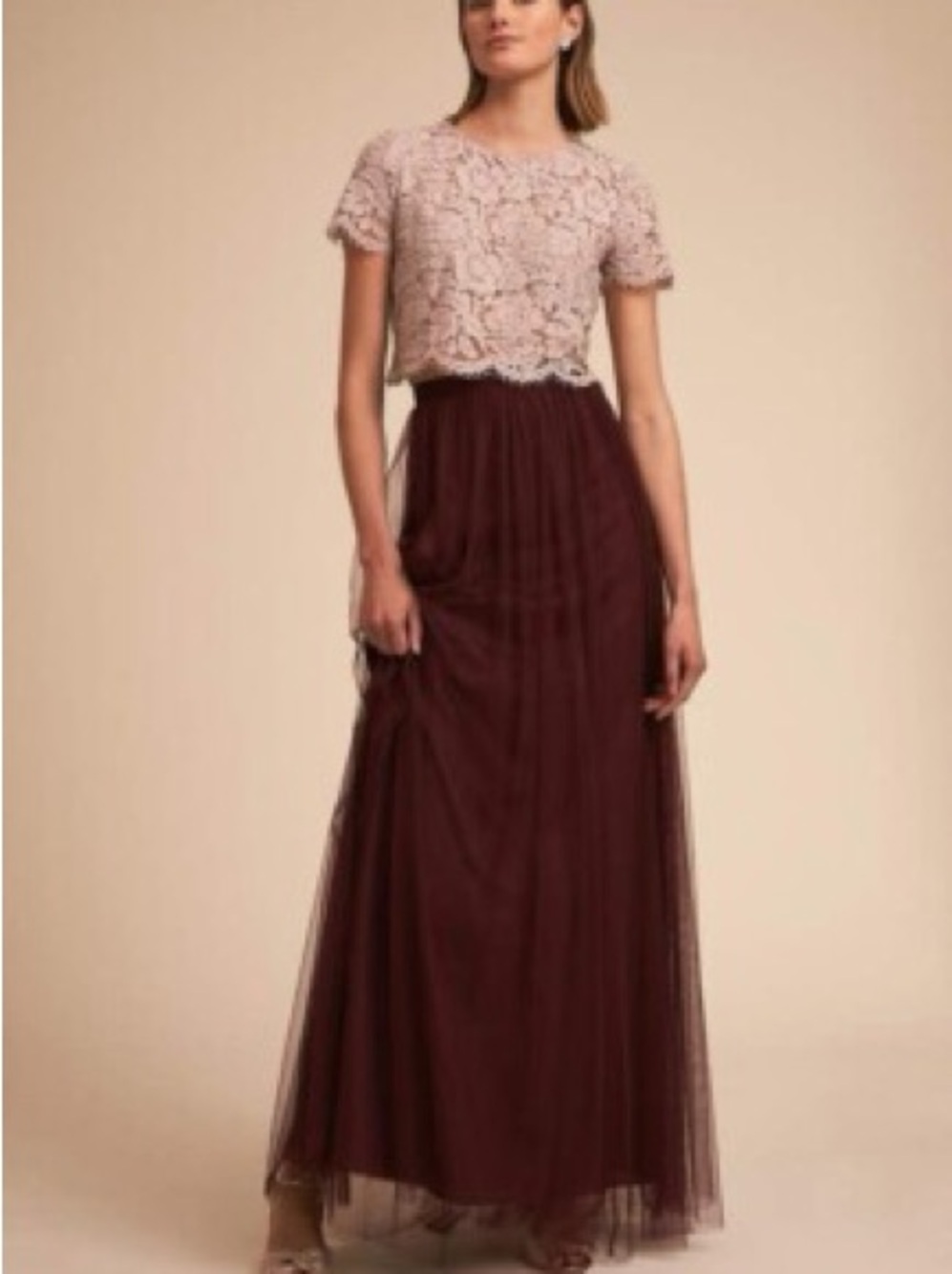 Jenny Yoo BHLDN Louise Tulle Maxi Skirt Burgundy Size 2 Formal Bridesmaid